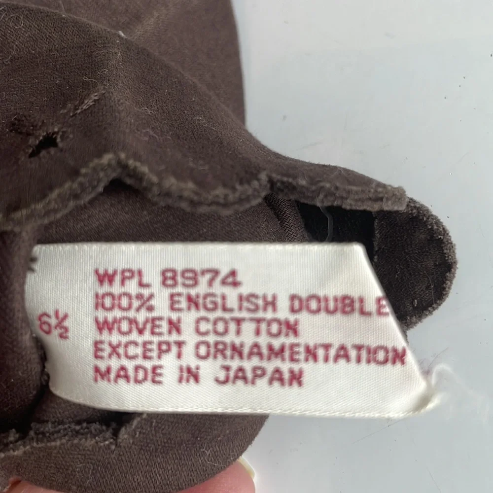 Vtg 1940s brown suede women’s gloves WPL 100% English double woven cotton 6 1/2